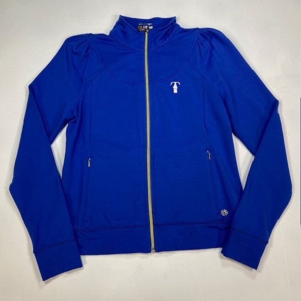Lilly Pulitzer Luxletic Royal Blue Puff Sleeve Full Zip Jacket Size Medium